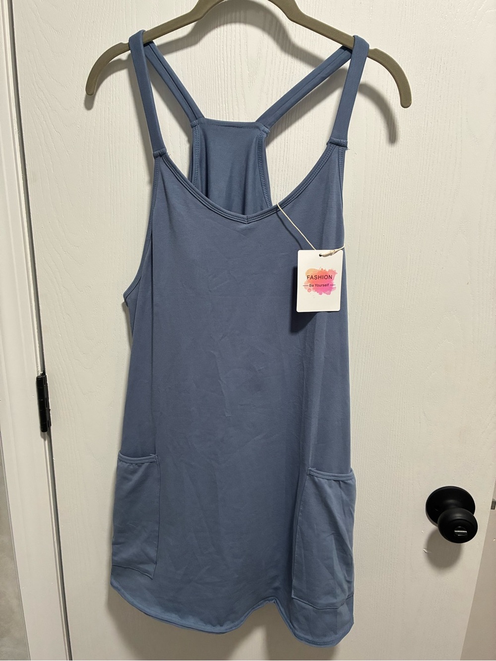 NWT Blue Sleeveless Racerback Pocket Dress